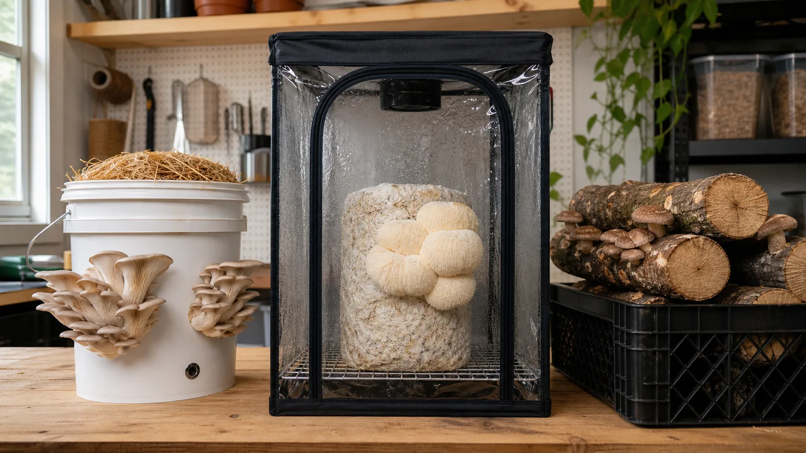 Home mushroom grow kits and fruiting blocks with oyster, lion's mane, and shiitake - best mushrooms to grow at home | KnowTheSpore