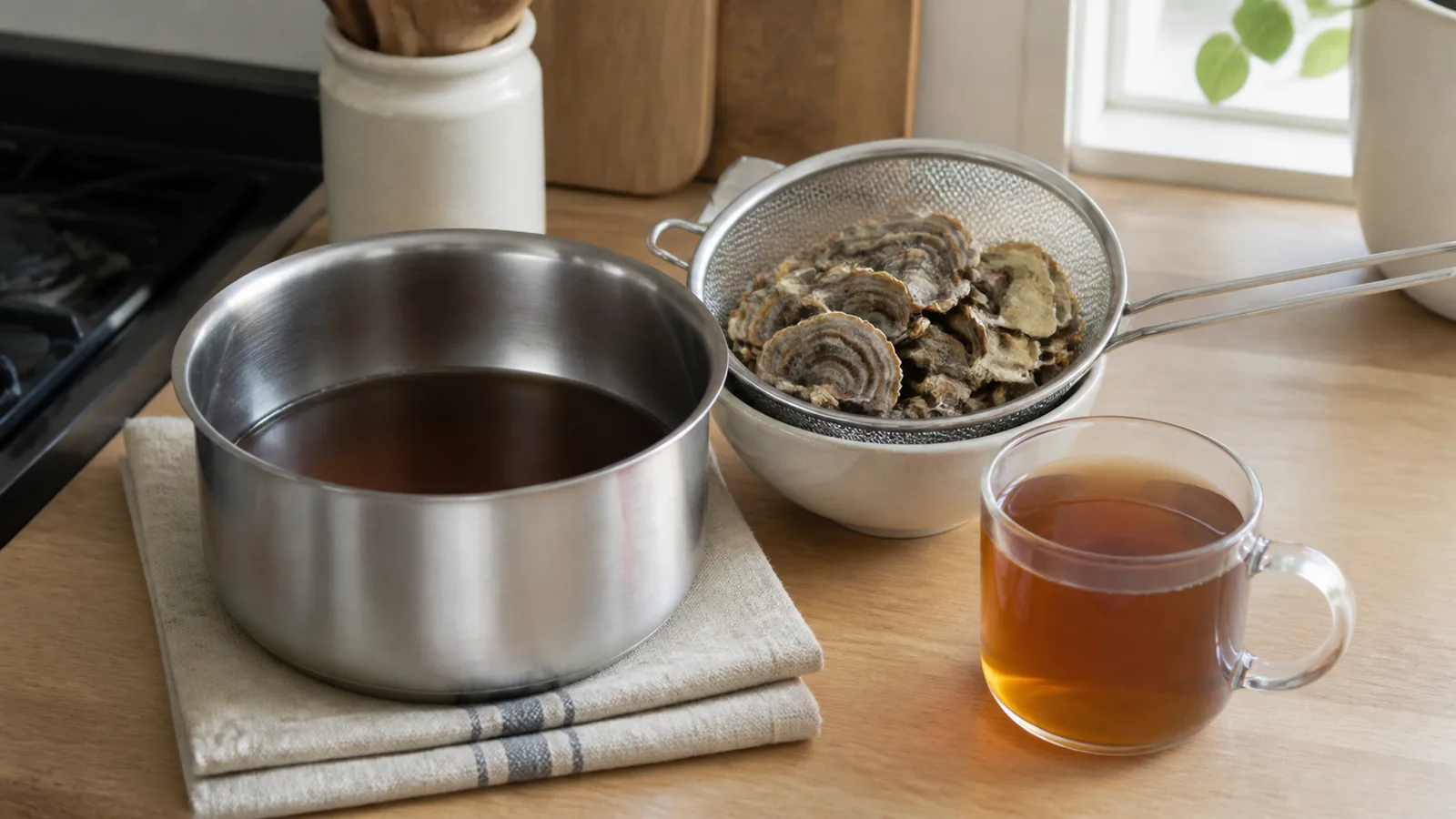 How to Cook Turkey Tail into a Strained Decoction