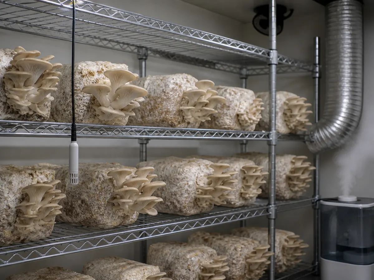 Phoenix oyster blocks spaced beside humidity and ventilation equipment