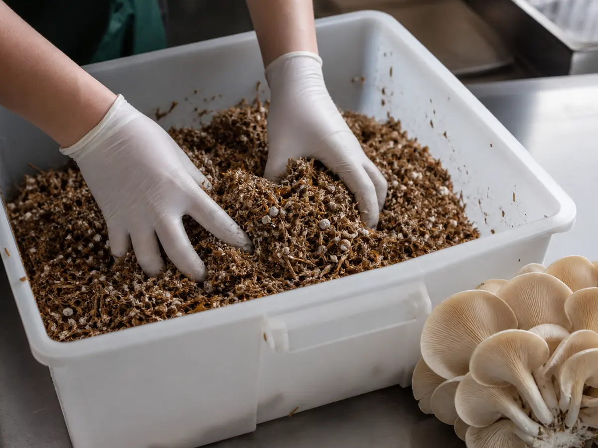 Clean spawn being mixed through cooled treated substrate