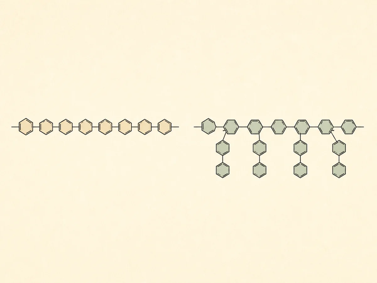 Diagram comparing a straight cereal beta-glucan chain with a branched mushroom beta-glucan backbone