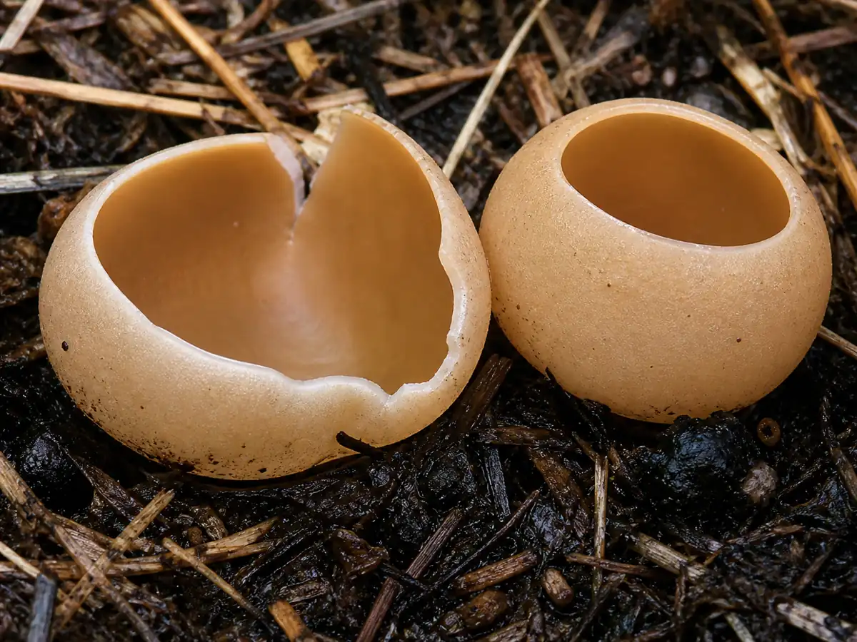 Smooth inner surface and pale wall of blistered cups