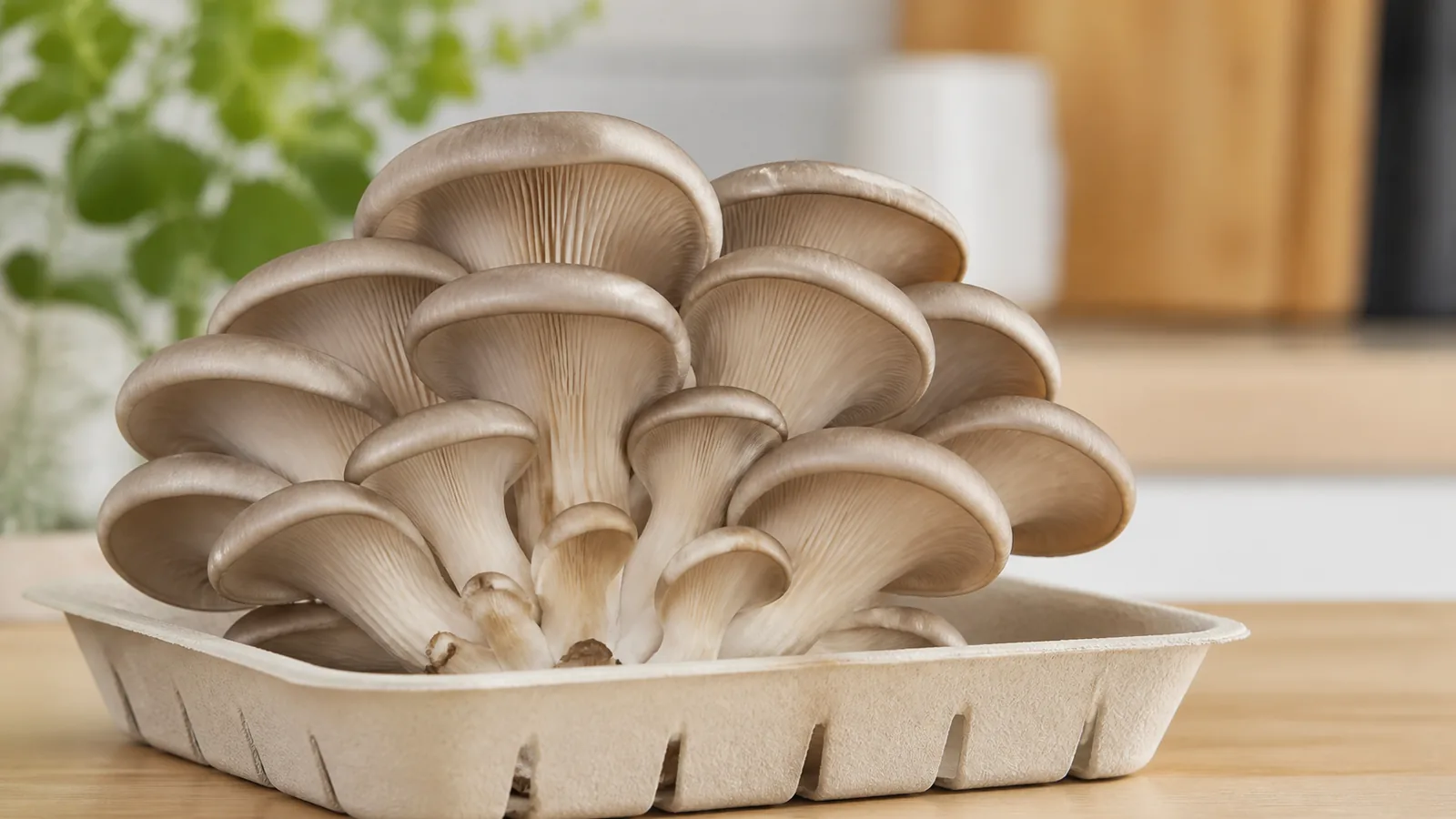 Fresh cultivated oyster mushroom cluster prepared for a pregnancy meal - oyster mushroom pregnancy safety | KnowTheSpore