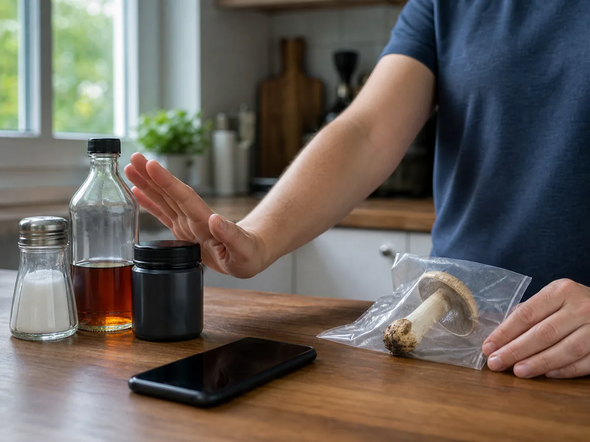 Household detox items moved away from a phone and professional response setup